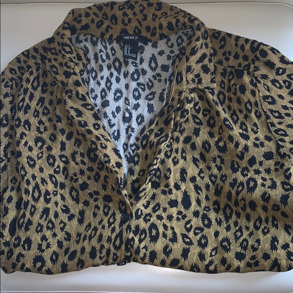 leopard button down